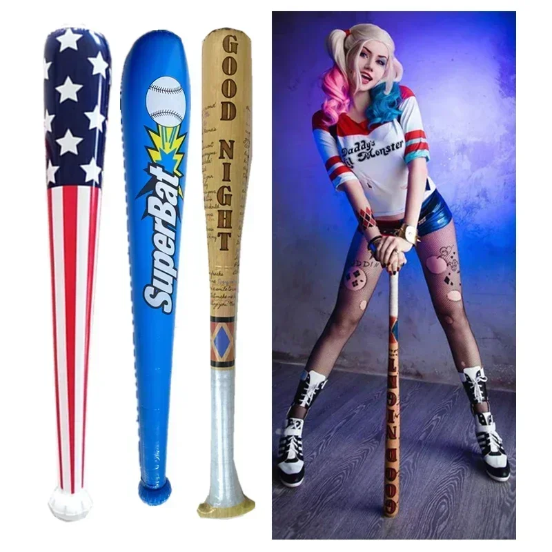 Cosplay Bat Prop - ไม้เบสบอลไม้เนื้อแข็งสำหรับคอสเพลย์ฮาร์ลีน ควินเซล พร้อมวิกผม ถุงมือ อุปกรณ์เสริมจากซีรีส์ Suicide
