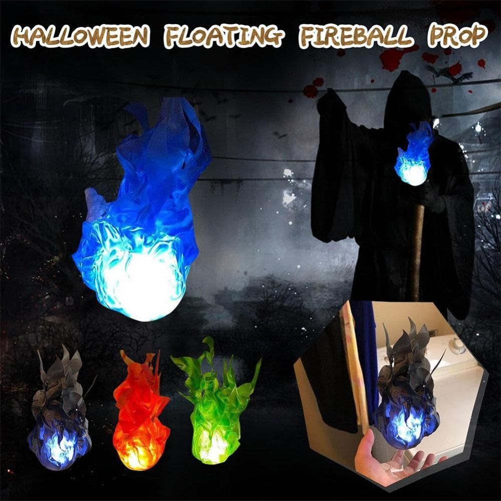 Cosplay Fireball Prop - อุปกรณ์คอสเพลย์ ลูกไฟลอยได้ ของตกแต่งฮาโลวีน โคมไฟผีไฟเทียมแบบใช้ซ้ำได้ ไฟปลอมลอยได้ อุปกรณ์ตกแต่งงานปาร์ตี้